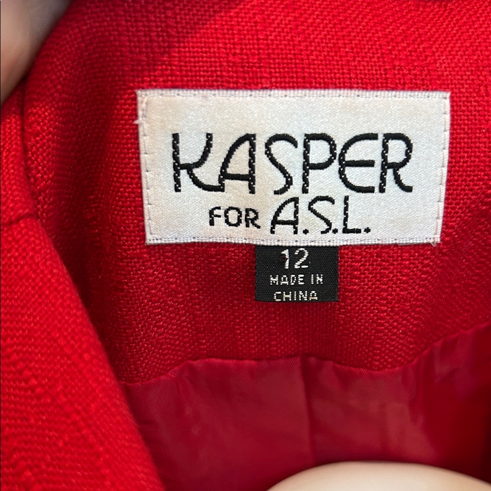 Vintage Kasper Red Double-Breasted Blazer Dress with Gold Buttons - Picture 2 of 12